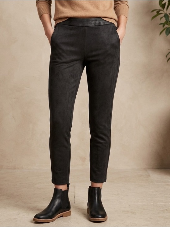 Tribal Pants - Tribal Designer Faux Leather/Suede Skinny Leg Trouser Pants Business Casual